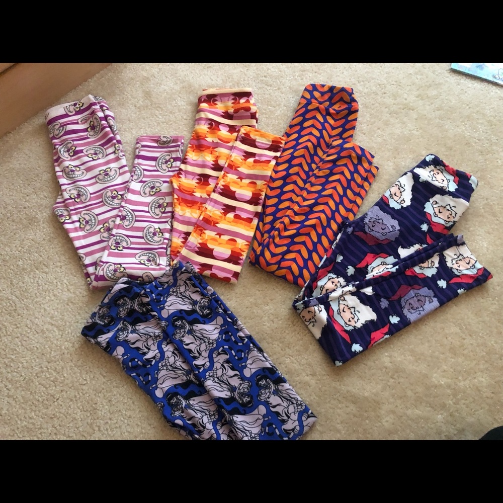 5 (lot) LuLaRoe leggings (kids) 3 are Disney
